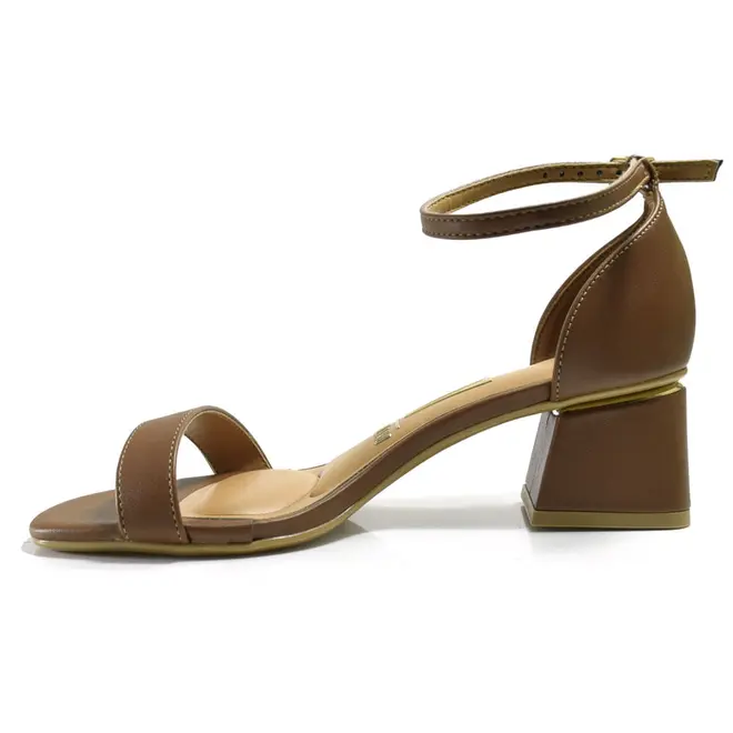 Sandália Feminina com Salto Bloco Vizzano Marrom 6428104-7286