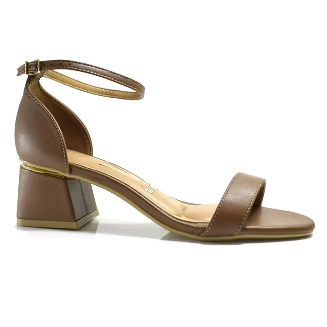 Sandália Feminina com Salto Bloco Vizzano Marrom 6428104-7286