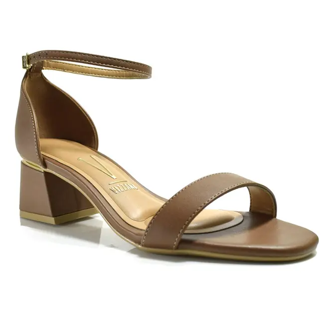 Sandália Feminina com Salto Bloco Vizzano Marrom 6428104-7286