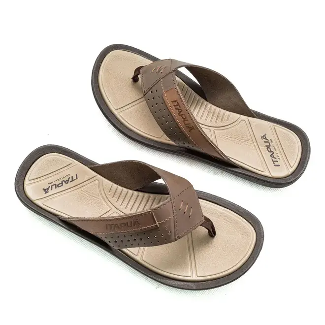 Chinelo Itapuã Couro Marrom Masculino