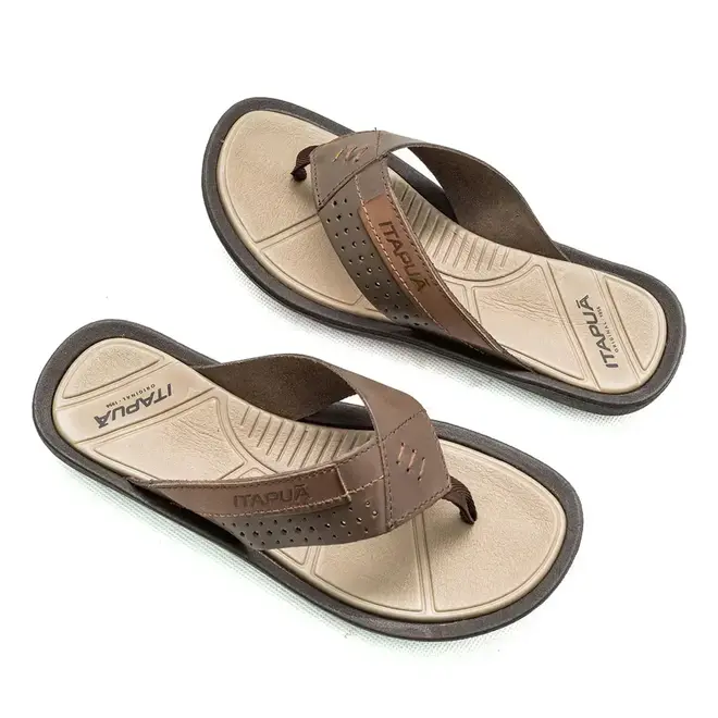 Chinelo Itapuã Couro Marrom Masculino
