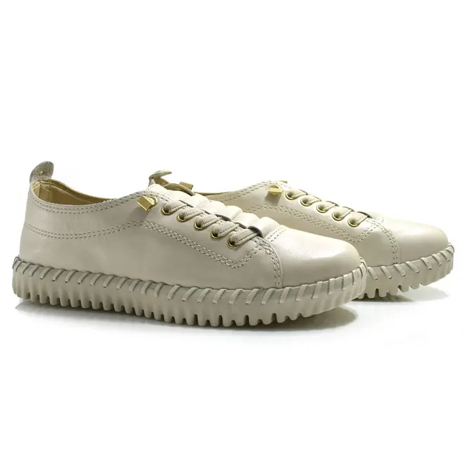 Tênis de Couro Feminino Bottero Creme 374102
