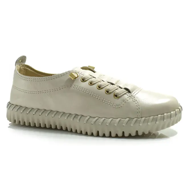 Tênis de Couro Feminino Bottero Creme 374102
