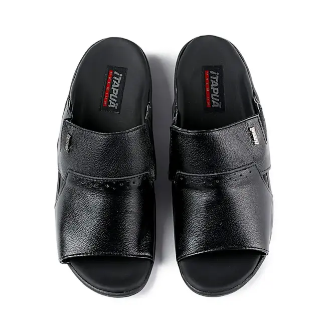 Chinelo Itapuã Slide Couro Preto Masculino