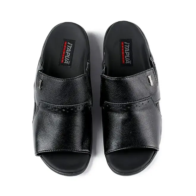 Chinelo Itapuã Slide Couro Preto Masculino