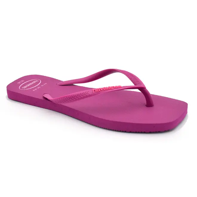 Chinelo Feminino Havaianas Slim Square Logo Pop Rosa 4148959
