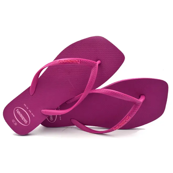 Chinelo Feminino Havaianas Slim Square Logo Pop Rosa 4148959