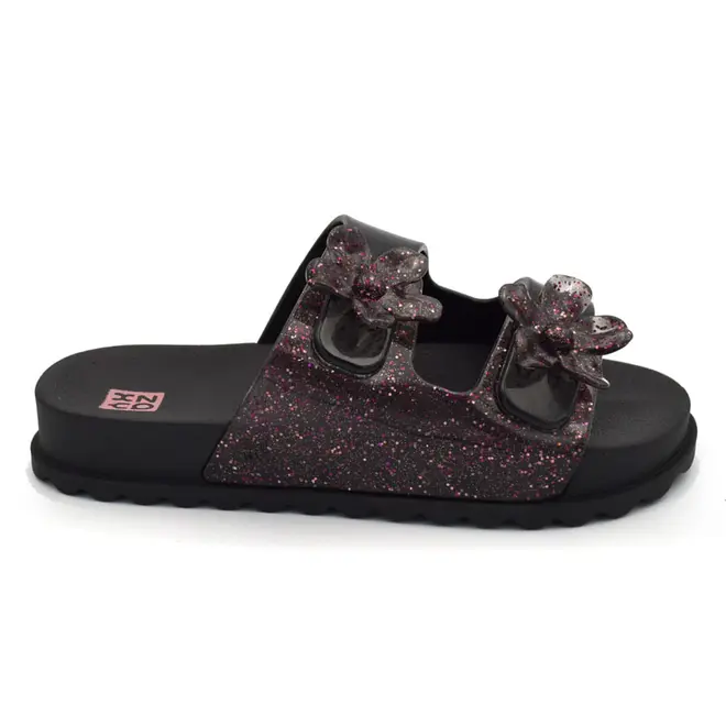Sandália Flat de Menina Zaxy Partner Flowers Preto 19387