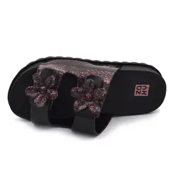 Sandália Flat de Menina Zaxy Partner Flowers Preto 19387