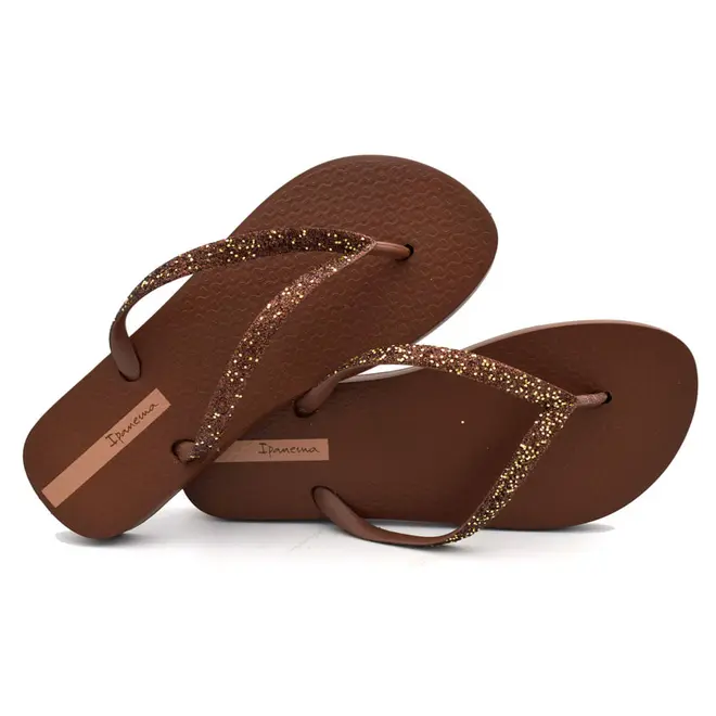 Chinelo Feminino Ipanema Power Glitter Marrom 27456