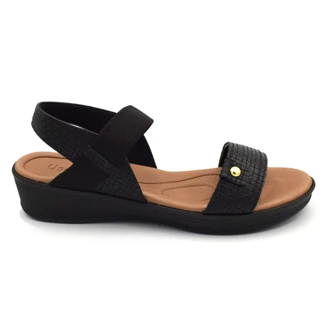 Sandália de Couro Feminina Usaflex Preto UD04004