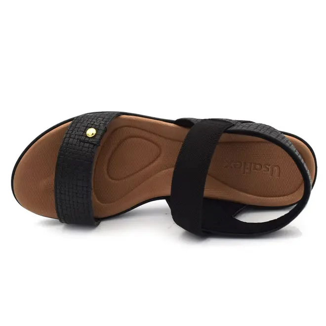 Sandália de Couro Feminina Usaflex Preto UD04004