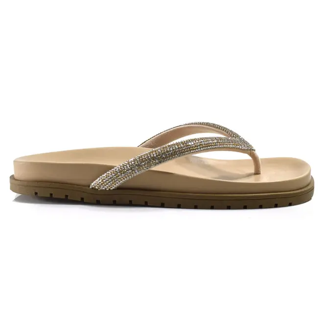 Sandália Rasteira Feminina Softli Bege 10012.10050