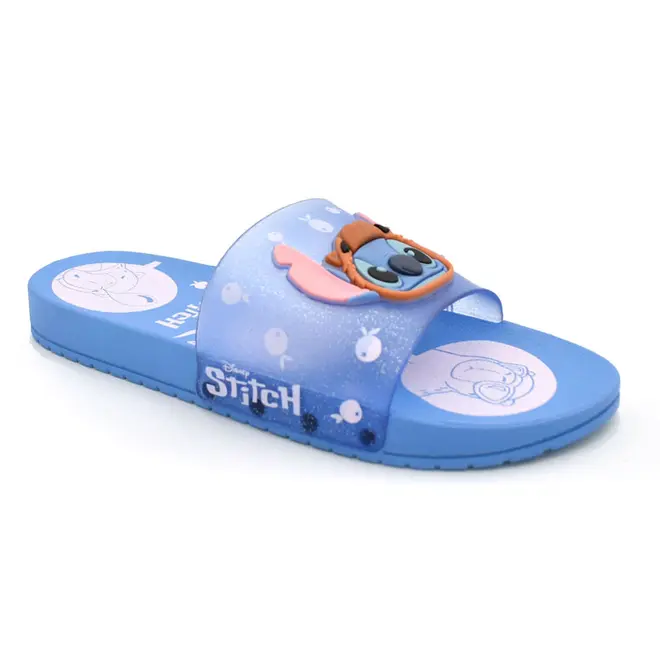 Chinelo Slide Infantil Grendene Stitch Azul 23285