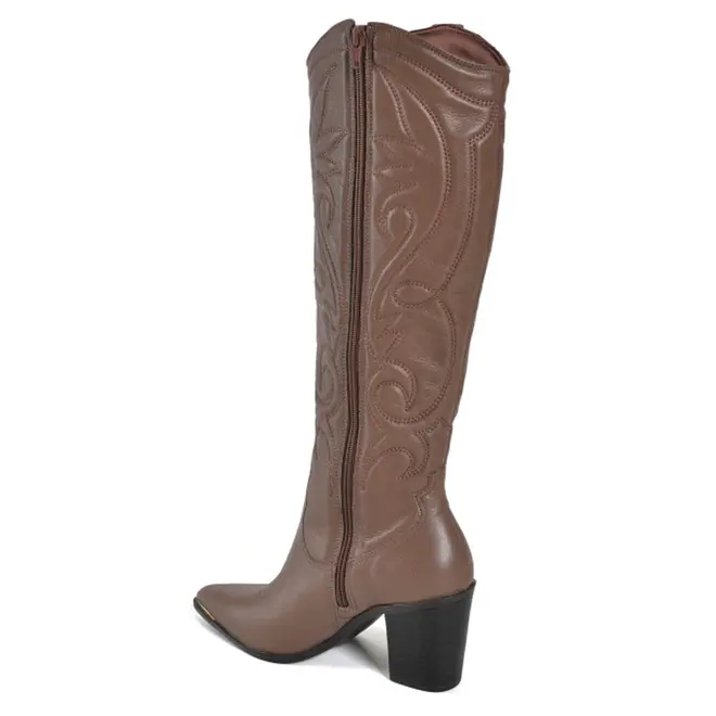 Bota de Couro e Cano Alto Via Marte Marrom 079-012-01