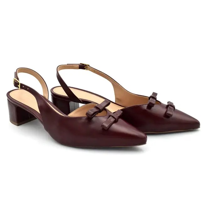 Scarpin Slingback Feminino Cazzualen Bordô 53125