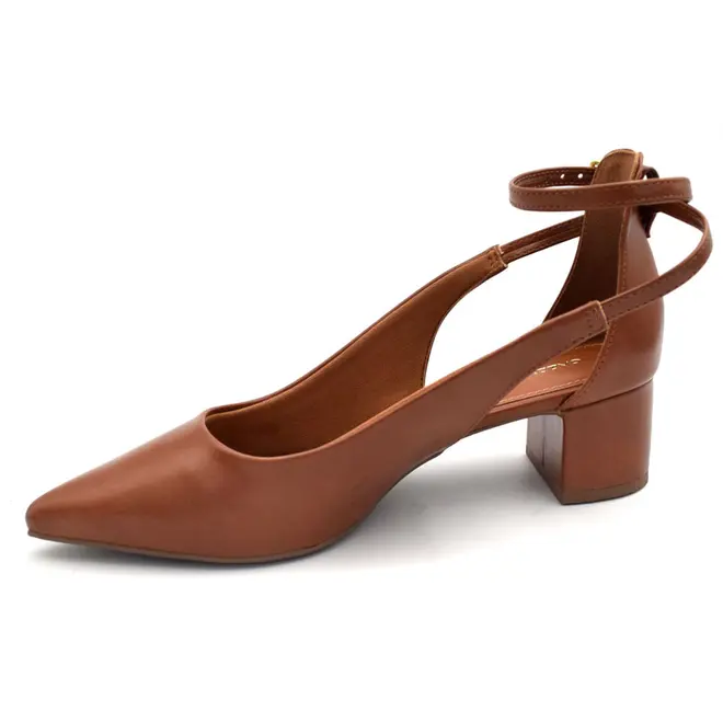 Scarpin de Salto Bloco Cazzualen Caramelo 53090