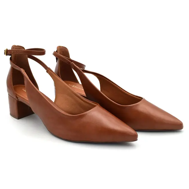 Scarpin de Salto Bloco Cazzualen Caramelo 53090