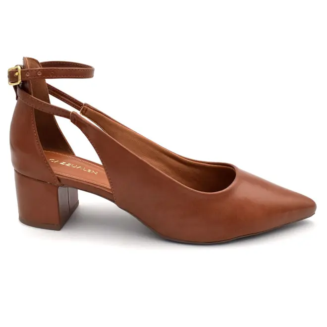 Scarpin de Salto Bloco Cazzualen Caramelo 53090