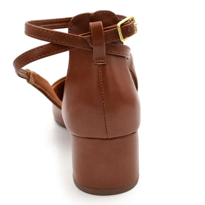 Scarpin de Salto Bloco Cazzualen Caramelo 53090