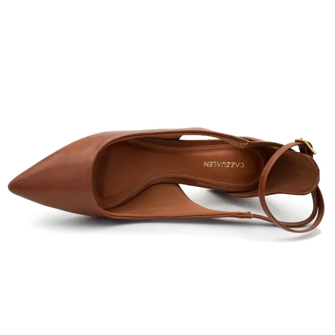 Scarpin de Salto Bloco Cazzualen Caramelo 53090