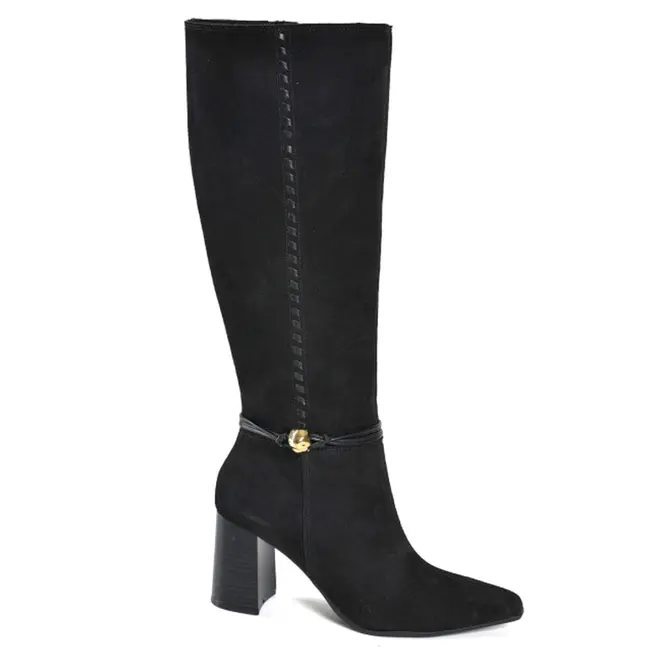 Bota de Cano Alto e Salto Bloco Feminina Via Marte Preto 357-006-01