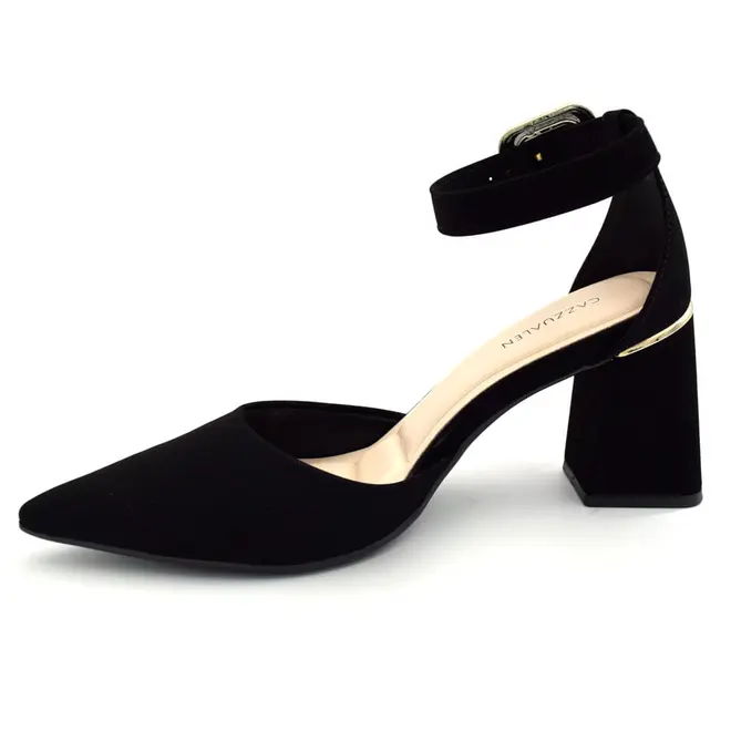 Scarpin de Salto Bloco Feminino Cazzualen Preto T7012-024