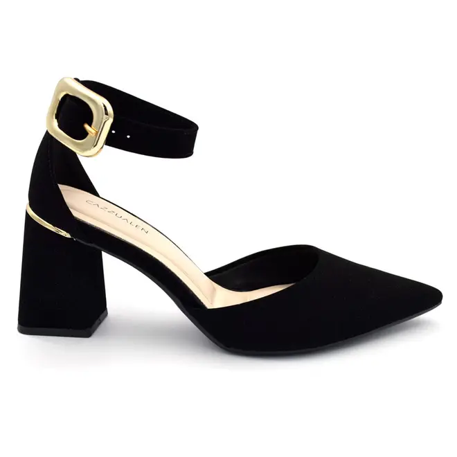Scarpin de Salto Bloco Feminino Cazzualen Preto T7012-024