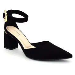 Scarpin de Salto Bloco Feminino Cazzualen Preto T7012-024