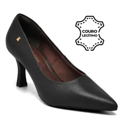 Scarpin de Couro e Salto Feminino Via Marte Preto 350-002-01