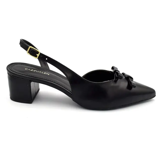 Scarpin Slingback Feminino Cazzualen Preto 53125