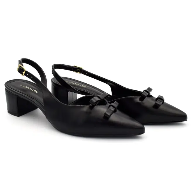 Scarpin Slingback Feminino Cazzualen Preto 53125