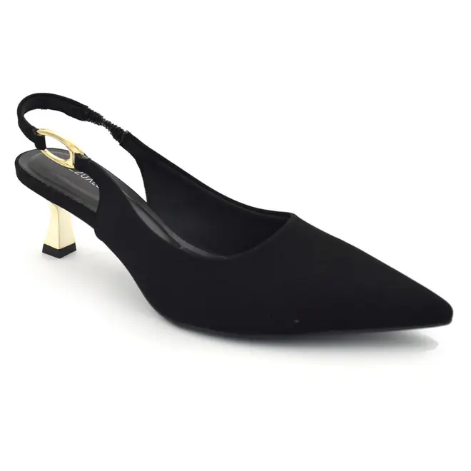 Scarpin Slingback Feminino Cazzualen Preto T3814-393