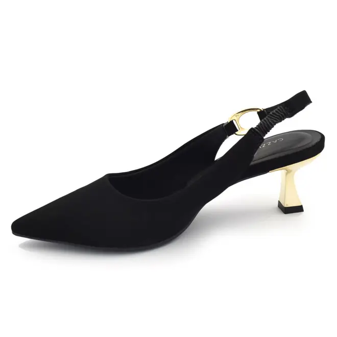 Scarpin Slingback Feminino Cazzualen Preto T3814-393