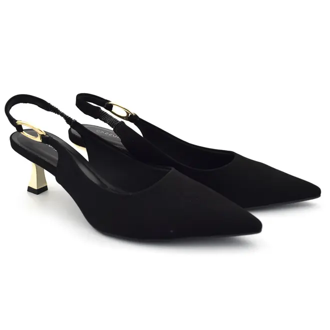 Scarpin Slingback Feminino Cazzualen Preto T3814-393