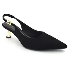 Scarpin Slingback Feminino Cazzualen Preto T3814-393
