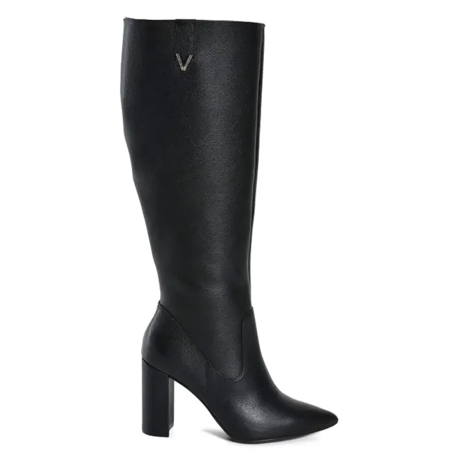 Bota de Couro e Cano Alto Feminina Via Marte Preto 063-021-01