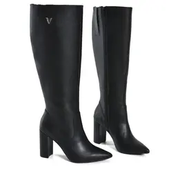 Bota de Couro e Cano Alto Feminina Via Marte Preto 063-021-01