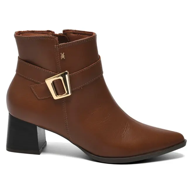 Bota de Couro e Cano Curto Feminina Via Marte Marrom 340-001-01