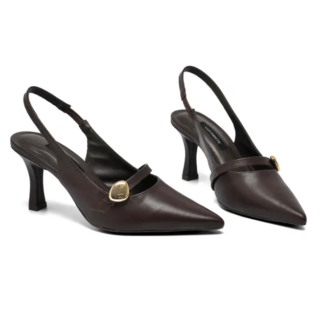 Scarpin de Couro Feminino Via Marte Marrom 350-004-01