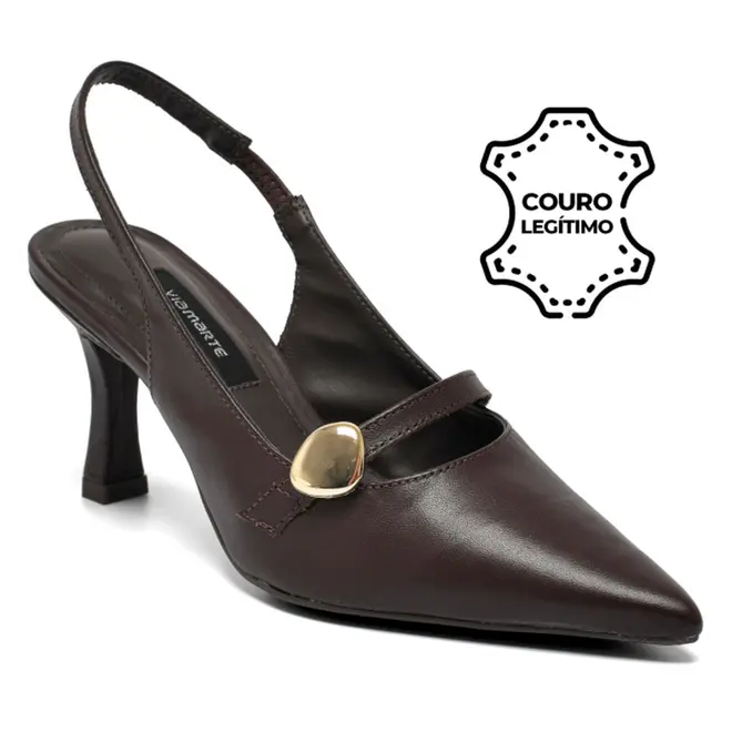 Scarpin de Couro Feminino Via Marte Marrom 350-004-01