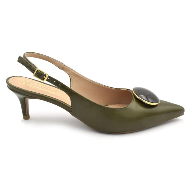 Scarpin Slingback Feminino Suzzara Verde 15601-30