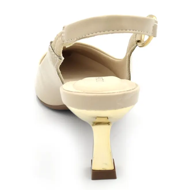 Scarpin Slingback Feminino Cazzualen Creme T3814-393