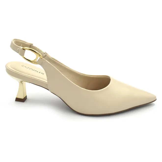 Scarpin Slingback Feminino Cazzualen Creme T3814-393