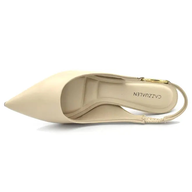 Scarpin Slingback Feminino Cazzualen Creme T3814-393
