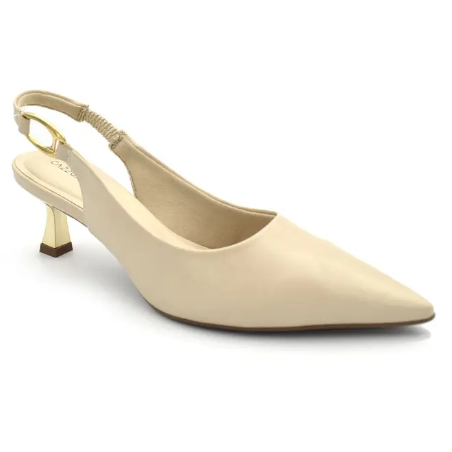 Scarpin Slingback Feminino Cazzualen Creme T3814-393