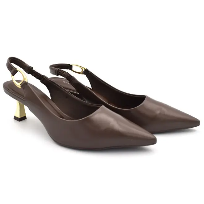 Scarpin Slingback Feminino Cazzualen Marrom T3814-393