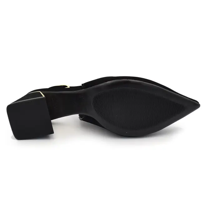 Scarpin Slingback com Salto Bloco Cazzualen Preto T3862-601