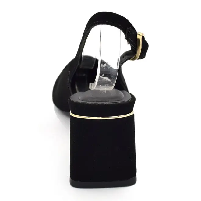Scarpin Slingback com Salto Bloco Cazzualen Preto T3862-601
