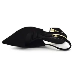 Scarpin Slingback com Salto Bloco Cazzualen Preto T3862-601